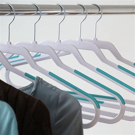 Mainstays Slim Grip Clothing Hangers 10 Pack White And Teal Durable