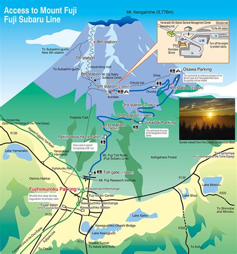 Mount fuji is one of the traditional symbols of japan and its tallest mountain, with the elevation estimated to be almost 12,390 feet (3,776 meters). Mt. Fuji Sightseeing Map Whole Map | 富士山有料道路 富士スバルライン