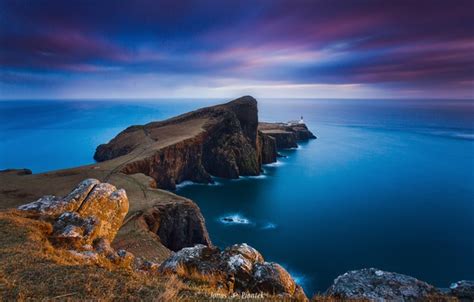 Wallpaper Sea Stars Scotland The Milky Way Isle Of Skye Lighthouse