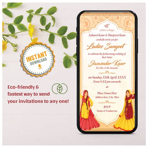 Cute Sangeet Wedding Invitation Template Sangeet Party Invite Card