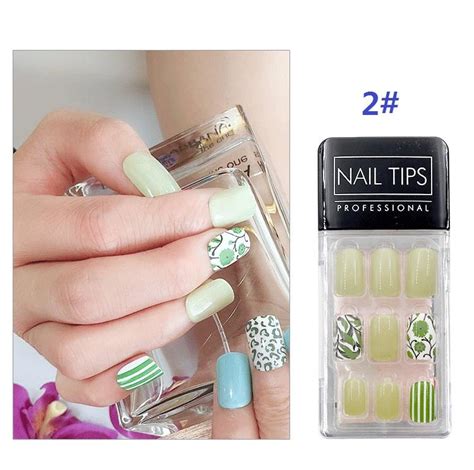 Full Cover Uv Gel Glitter False Nail Artificial Tips For Decorated