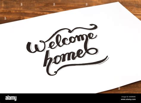 Welcome Home Elegant Calligraphy Lettering Stock Photo Alamy