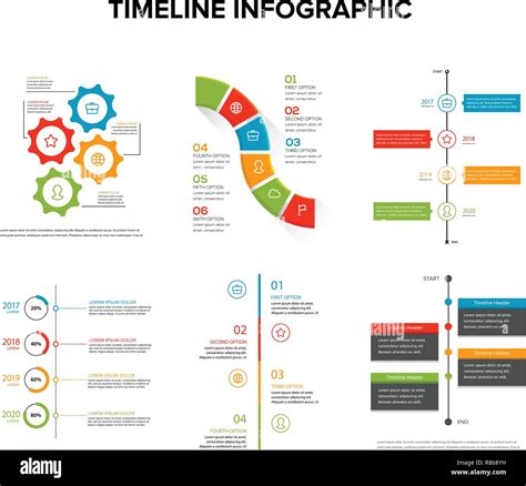Infografía Timeline Conjunto De Diseño Con Estilo Plano Diagrama De