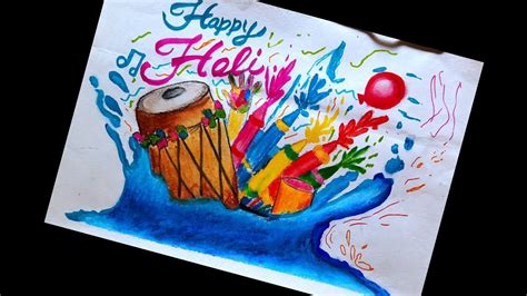 Holi Drawing For Kids How To Draw Holi Festival Drawing Holi