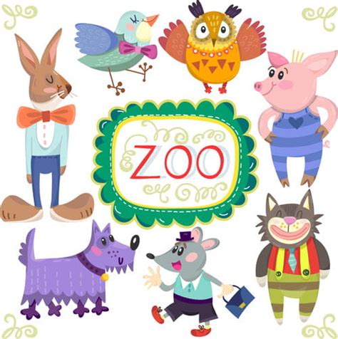 Cartoon Zoo With Cute Animals Vector Eps Uidownload