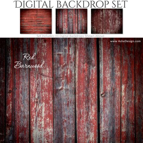 Digital Backdrop Set Red Barnwood Ashedesign