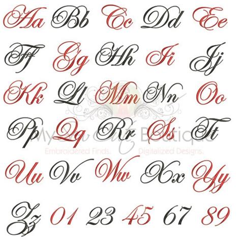 Edwardian Machine Embroidery Font Monogram Alphabet Cursive Etsy