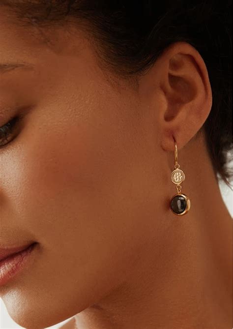 Anna Beck Grey Sapphire Double Drop Earrings Gold