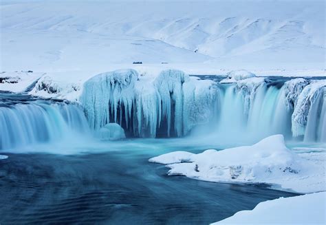 Godafoss Waterfalls In Winter North Central Iceland Photograph By