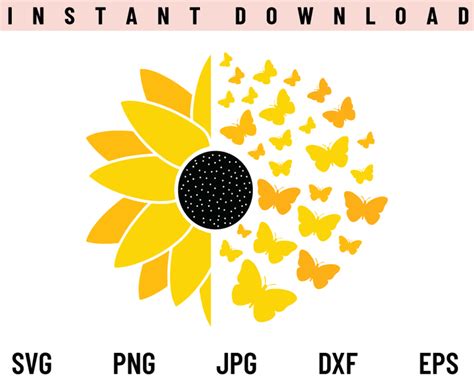 Sunflower With Butterfly Svg