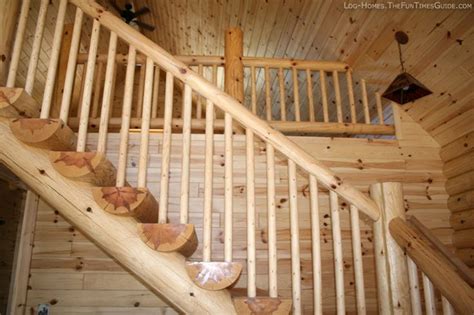 Lagging the stairs in place. log railing | Cabin ideas | Pinterest