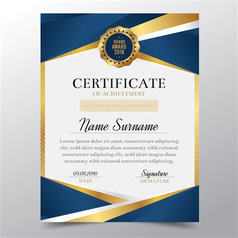 Certificate Template With Luxury Golden And Blue Elegant Design Diploma Design Graduation