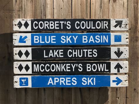 Custom 4 Or 5 Slat Ski Trail Sign Skiing Distressed Wood Sign By