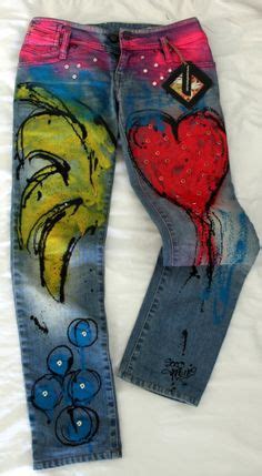 These hand painted ready to wear denim jeans have been customized with an original design in. The Art of Denim Fabric paint might be a good way to ...