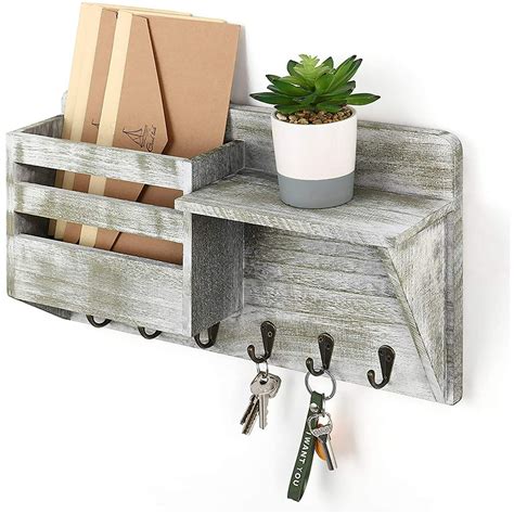 Wall Mount Mail And Key Holder Organizer With 6 Key Hooks 1 Compartment