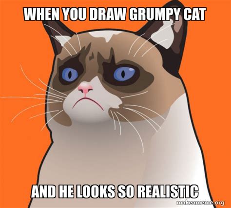 When You Draw Grumpy Cat And He Looks So Realistic Cartoon Grumpy Cat