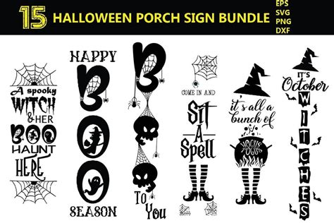 Halloween Vertical Porch Sign Bundle Svg Halloween Porch Sign So Fontsy