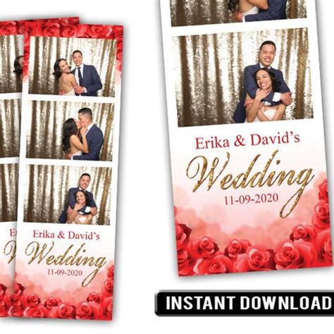 Wedding Photobooth Template 2x6 Strip With Floral Blush Etsy