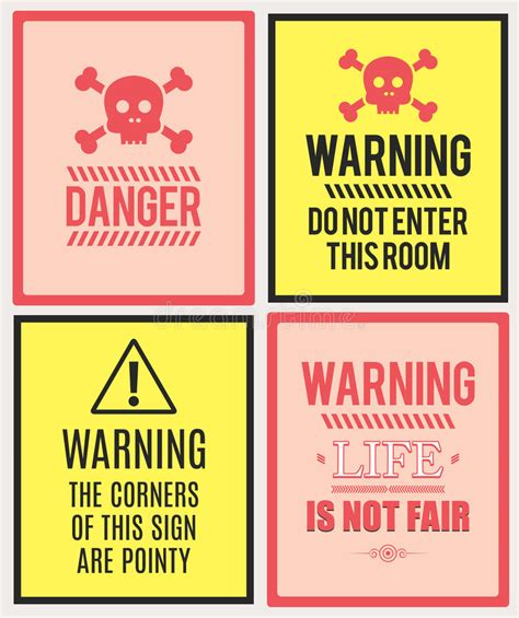 Set Of Modern Warning And Danger Posters Stock Vector Illustration