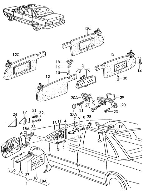 audi 100 avant 1987 1988 grab handle exterior mirror sun vizors vag etka online