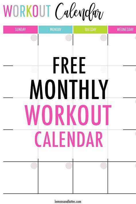 Monthly Workout Calendar Printables