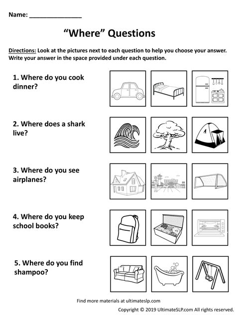 Where Questions Worksheet 1 Ultimate Slp