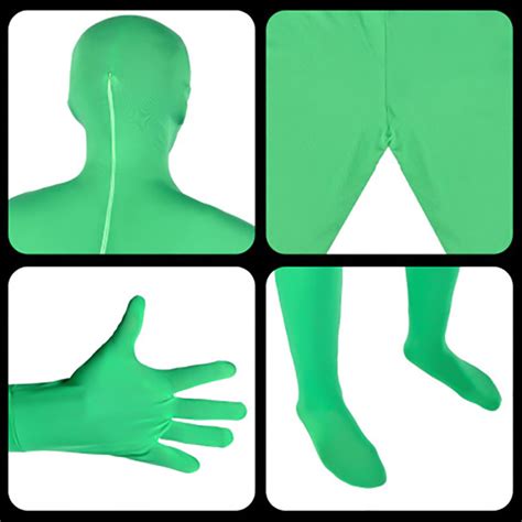 Full Body Photography Chromakey Green Suit Unisex Adult Green Bodysuit