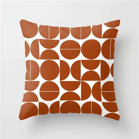 Burnt Orange Mid Century Moderna Throw Pillow Throw Pillows Pillows