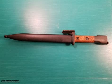 Belgian Fn Fal Type A Bayonet With Wood Grip Scales Scabbard Unissued
