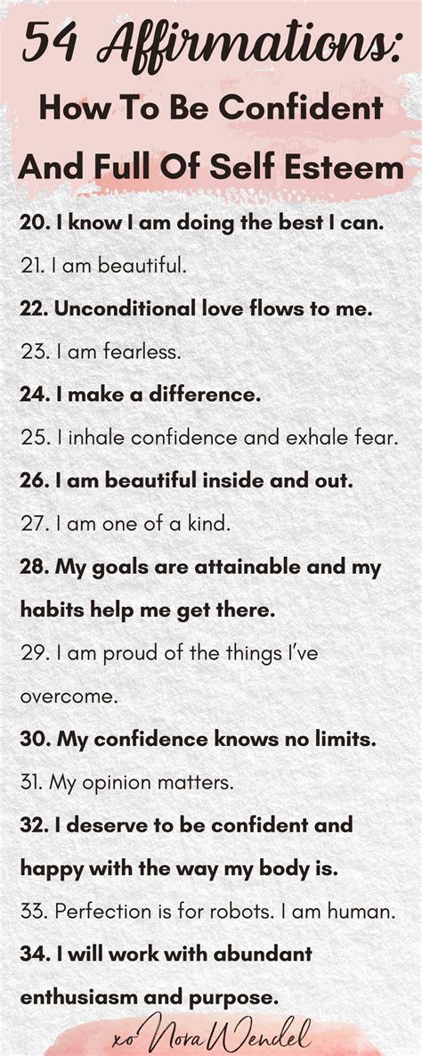54 Affirmations For Confidence And Self Esteem Affirmations Know