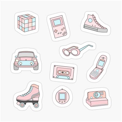 Pack Of Aesthetic 90s Sticker By Pastel Paletted Preppy Stickers