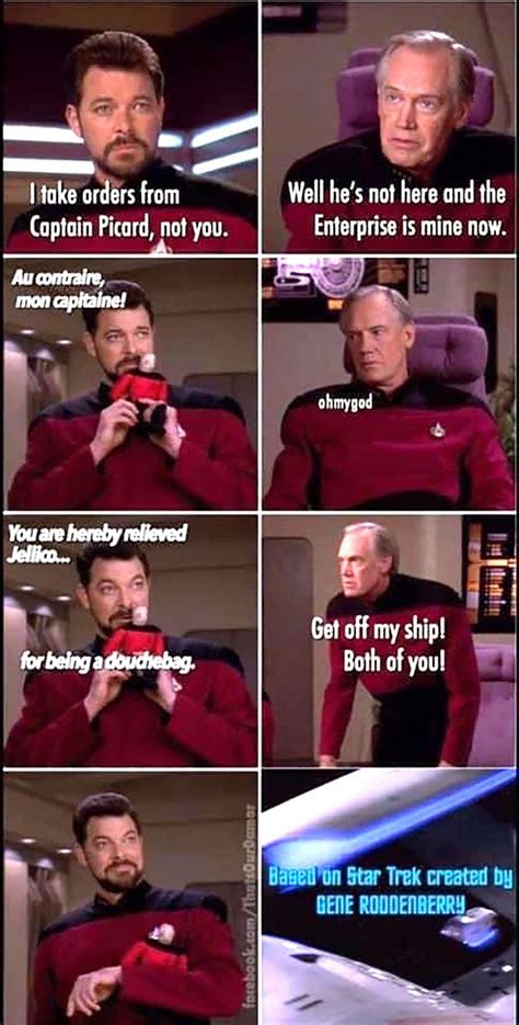 Riker Vs Jellico Tng Startrek Star Trek Jokes Star Trek Funny Star Trek Quotes