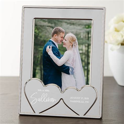 Wedding Hearts Personalized Silver Picture Frame