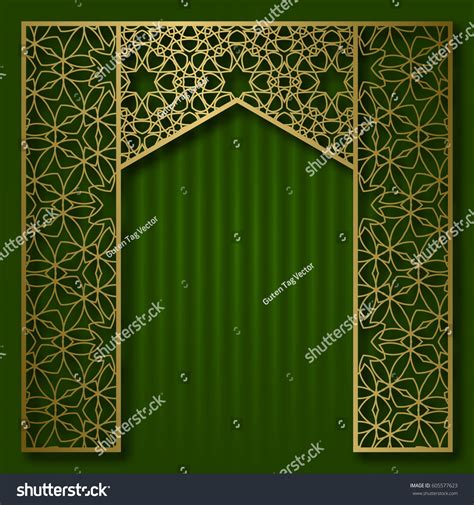 Traditional Background Golden Patterned Arched Frame Stock Vector