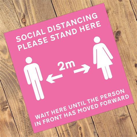 Social Distancing Hot Pink Square Anti Slip Floor ‘keep Your Distance