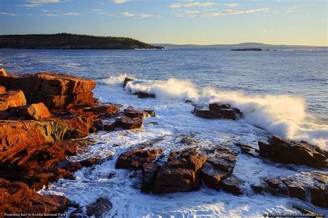 Acadia National Park Sunrise With Ocean Waves