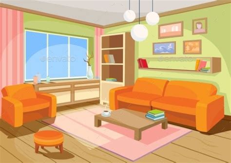 Vector Illustration Of A Cozy Cartoon Interior House Rooms Living