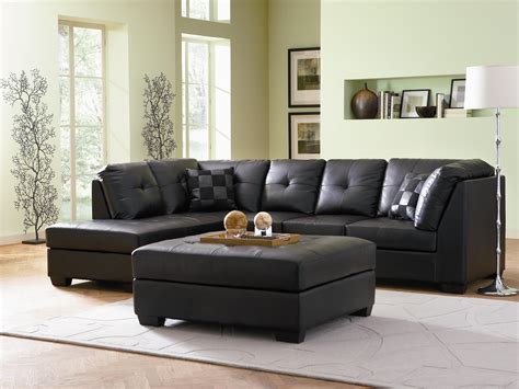 Ideas Of Contemporary Black Leather Sectional Sofa Left Side Chaise