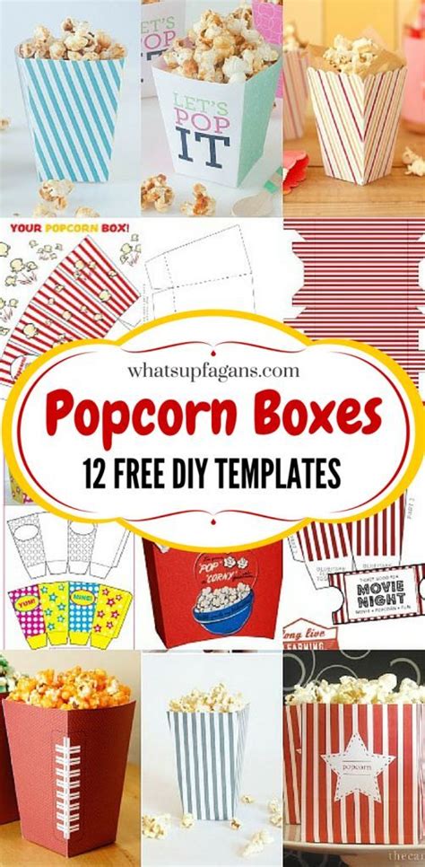 Popcorn Boxes With Free Diy Templates