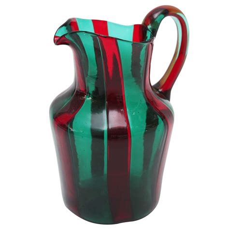 Red And Green Murano Glass Pitcher By Venini At 1stdibs