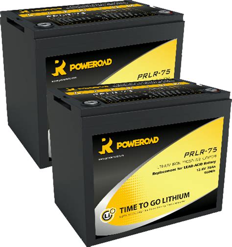 PAIR OF 12V 75AH POWEROAD LITHIUM MOBILITY SCOOTER BATTERIES - Alpha ...