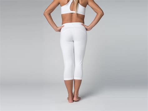 Pantalon De Yoga Corsaire Coton Bio Et Lycra Blanc V Tements