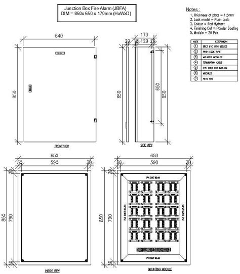 D Drawing Of Fire Alarm Junction Box In Autocad Dwg File Cad File