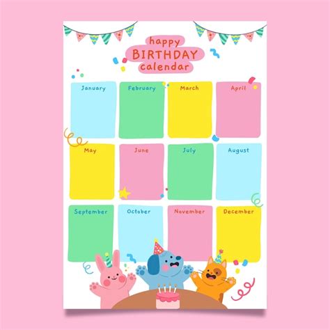 Page 4 Birthday Calendar Template Vectors And Illustrations For Free