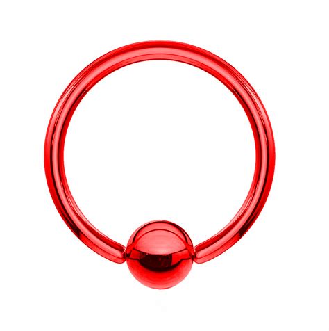 14g Red Titanium Anodised Surgical Stainless Steel 10mm Captive Bead Ring Cartilage Eyebrow