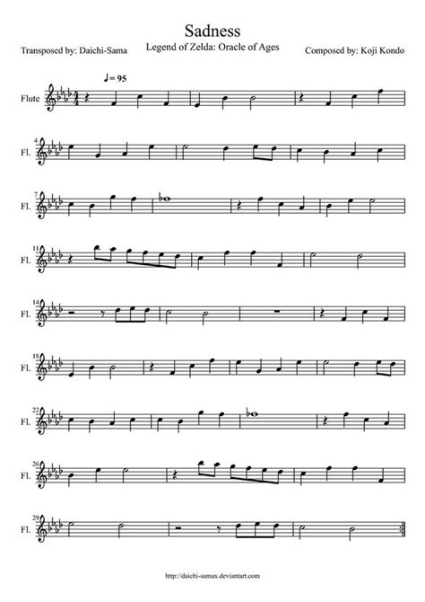 Sadness Oracle Of Ages Flute Sheet Music Flute Sheet