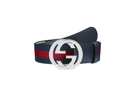 Gucci Web Belt Palladium G Buckle 15 W Bluered In Leather With
