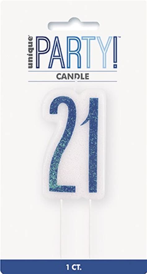 Blue Glitz 21st Candle Birthday Candles Partyworld