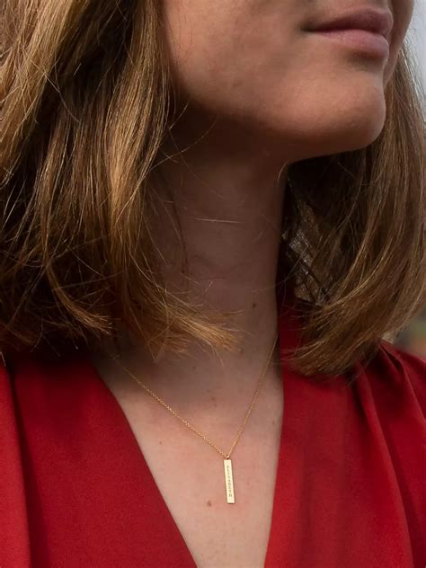 Ibb Personalised 9ct Gold Vertical Bar Pendant Necklace At John Lewis And Partners