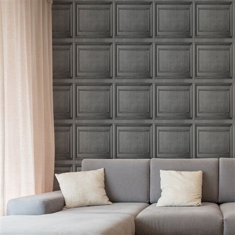 Dark Grey Wood Panel Wallpaper Fresco Furniture123